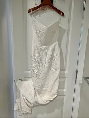 Stella McCartney Ivory Spaghetti-Strap Wedding Dress with Floral Embroidery